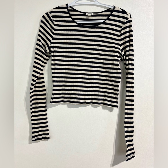 Striped Dark Blue And White Long Sleeve Top - Picture 1 of 4